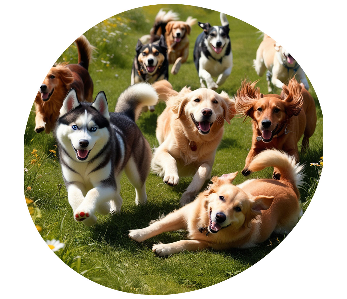 Cachorros brincando, correndo